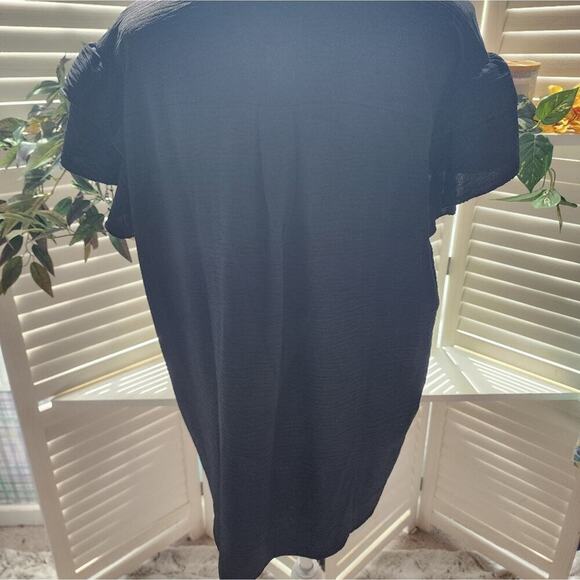 BOUTIQUE BLACK NWOT DOUBLE RUFFLE CAP SLEEVE V NECK  MULTIPLE SIZES - Picture 4 of 6